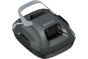 Gosvor Poolroboter Akku, Automatischer Poolreiniger mit Doppelmotor, bis zu 90 Min. Betriebszeit, Benutzerfreundlich, 3,4kg Leicht, Kabelloser Poolsauger Ideal für Flache Pools bis zu 80㎡, Grau
