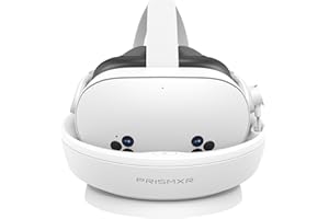 PRISMXR Charging Dock Compatible with Meta Quest 3S | Supports Halo Strap & Elite Strap | With 2 Controllers Rechargeable Batteries and Charger - Carina D1S