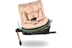 My Babiie i-Size 360° Spin Baby Car Seat – Support Leg, ISOFIX, Birth to 12yrs (40-150cm), R129, ERF, Group 0+/1/2/3, Rotating 360 Swivel, MBCSSPIN - Pink Polka