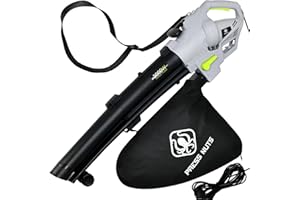 PRESS NUTS 3 in 1 Leaf Blower, 3000W Garden Vacuum and Shredder with 10m Cable, Wheels, Garden Vacuum for Clearing Patios, Gardens of Leaves(Grey)