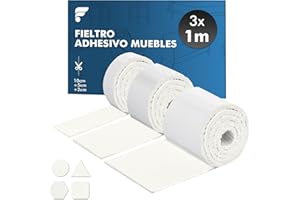 shinfly Almohadillas Fieltro Adhesivo Muebles de 4mm | Protector Patas Muebles | Fieltro Autoadhesivas (100 * 10cm + 100 * 5cm + 100 * 2cm) | Antideslizante Protector Patas Sillas | Blanco