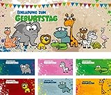 Set: 12 Einladungskarten Kindergeburtstag „Safari“...