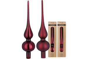 INGE-GLAS Punta de cristal para árbol de Navidad, 26 cm x 1 unidad, mate o brillante, para árbol de Navidad, color burdeos oscuro, burdeos