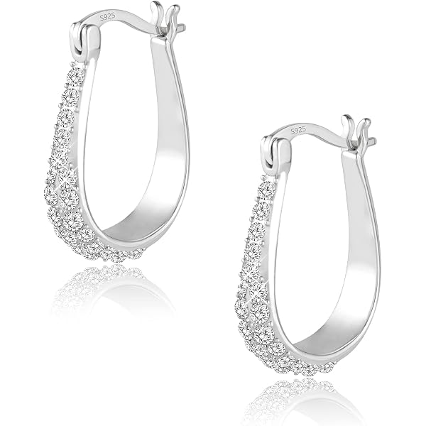 MILACOLATO Orecchini A Cerchio Huggie In Argento 925 Con Zirconi Rotondi 8mm | Pendenti Per Donna E Ragazza | Ipoallergenici