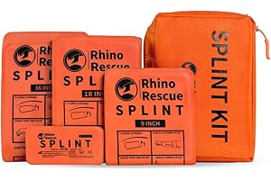 RHINO RESCUE Kit di Stecche, Kit di Sopravvivenza Riutilizzabile per il Primo Soccorso Medico Tattico sul Campo, Comprende 4 Misure di Stecche