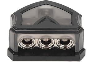 Generic 3-vägs Kraftfördelningsblock, Hållbart Markfördelarblock för Bil, Båt, Yacht, RV Audio, 1x 0/4GA IN Till 3x 0/4GA OUT