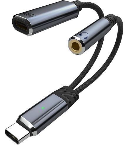 RUXELY Adattatore USBC a Jack 3.5mm con Caricatore,2-in-1 Connettore Cuffie Aux Audio Tipo C 60W