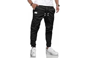 LIUPMWE Pantalones de Trabajo Hombre Casual Elásticos Jogging Pantalón Algodón Slim Fit Cargo Pants con Bolsillos Otoño Inviernos