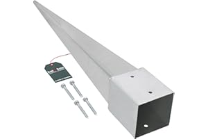 KOTARBAU® Soporte Poste Cuadrado 121 x 121 mm - 750 mm Acero Galvanizado en Caliente Base de acero para Enterrar Anclaje Suelo Base Poste Madera con Punta Soporte de Estaca Plata