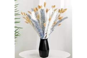 ‎APOMKJOE 90 Stück Pampasgras Trockenblumen Deko Natürliche Getrocknet Blumen Deko Flauschige Pampasgras Grau Für Badezimmer Deko Tischdeko Heim Decor