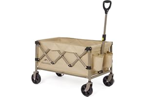 Naturehike Carrello da spiaggia pieghevole da 120 kg, con freno e maniglia regolabile, borsa di copertura e carro per tutti i terreni a 360°, per campeggio e giardino (marrone)