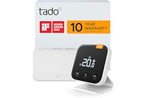 tado Wireless Smart Thermostat X – Starter Kit with Bridge X and Stand, Boiler and Hot Water Control via App & Smart Speaker (Alexa, Siri, Google Assistant)
