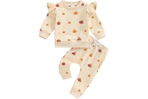 Vioyavo 2 Pezzi Completo Stampa Zucca di Halloween Bambina Quotidiano Top Stampa a Manica Lunga + Pantaloni Ragazza Elegante di Halloween