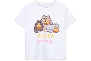 Pusheen Big Girls biała koszulka z krótkim rękawem | Pizza Purrty Cat Design | Uroczy towar Pusheen | Wygodne i stylowe | Idealny prezent dla miłośników kotów