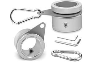 ANOVO Flag Pole Rings, Aluminum Alloy Flagpole Rings 360° Rotating Anti Wrap Flag Mounting Ring, Spinning Flag Pole Clips with Carabiner for 1.02-1.25 Inch Diameter- Pack of 2 (Matte Silver)