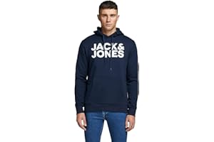 JACK & JONES Hoodie Herren Regular Fit JJEADRIAN Kapuzenpullover Pullover Sweater Print Schwarz Grau Grün Braun Beige Blau S M L XL XXL 3XL 4XL 5XL 6XL 7XL 8XL