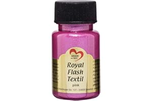 ideen mit herz Royal Flash Textile | peinture textile métallique | haute brillante & couvrante | convient aux textiles légers et foncés | à Base d'Eau | 50 ml (rose)