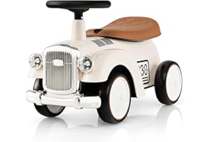 SOARS Retro Ride-On Car with Steering Wheel, Sound, Storage Space, Mudguards, Toy Car Boys & Girls for Children from 1 Year, 58 x 27 x 34 cm (White)