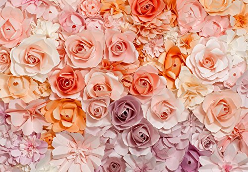 Fototapete, FLOWERS 366 x 254 cm Papierblumen, rosa, Pastell, Rosen, Blumentraum