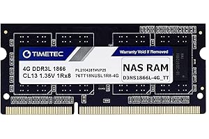 Timetec DDR3-1866L 4 Go de remplacement pour Synology D3NS1866L-4G Non-ECC Unbuffered SODIMM DDR3L 1866 Mhz PC3L-14900 1,35 V Mémoire RAM (Compatible pour DS620slim, DS218+, DS718+, DS918+, DS418play)