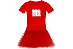 JIMMYS TEXTILFACTORY T-Shirt M&M + Tüllrock Karneval Gruppenkostüm Schokolinse 11 Farben Damen XS-3XL Fasching Verkleidung M's Fans Tanzgruppe