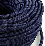  Cable eléctrico de tela redondo redondo estilo vintage recubrimiento Multicolor azul oscuro Abisso h03vv-f sección 2 x 0,75 para lámparas, lámparas, abat Jour, diseño. Made in Italy