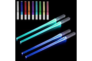 FAELNK Palillos Star Wars 2 Pares Lightsaber Chopsticks con 9 Modos de Color Reutilizables Sin BPA Lavable a Máquina para Cocinas Cenas Sushi Cubiertos