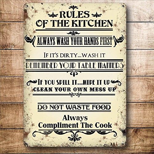 Rules of the kitchen Colourful Metal small dangler Sign