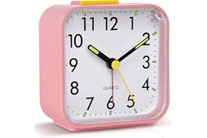 Tisaika Silent Alarm Clocks Bedside Non Ticking Battery Powered Table Clocks Luminous Large Display Snooze Light Function for Bedroom Office