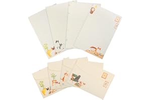 KFHENSOMR 36 Stück Katzenbriefpapier Umschläge Set, Warmes Süßes Katzenmotiv Briefbögenblock liniert für Einladungen Geschenkdekorationen (24 Liniertes Briefpapier mit 12 Umschlägen)