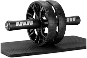 HIVOOL Bauchroller, Bauchtrainer Ab Roller, Bauchmuskeltrainer Ab Wheel Set für Core Workout und Muskelübungen mit Kniematte, Rutschfestes Doppelrad, Bauchmuskeltraining für Männer und Frauen