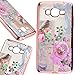 Produktbild SMART LEGEND Samsung Galaxy J2 Prime Weiche Silikon Hülle Shock Absorption Plating Bumper Transparent Handyhülle Blume und Vogel Muster Durchsichtig Schutzhülle Backcover Crystal Clear Etui Ultra Slim Design Glatt Silicon Case Protective Cover Flexible Schale