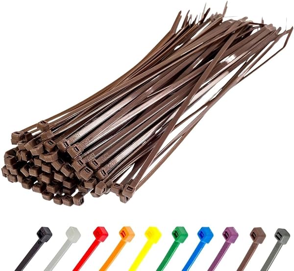Gocableties - Bridas plastico marrones para cables - 100 Piezas - 300 mm x 4,8 mm - Resistentes a los rayos - 1