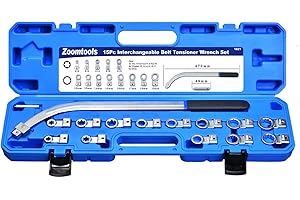 ‎ZOOMTOOLS Zoomtools 15-teiliges Hilfs-Riemenspanner-Riemenspanner-Werkzeug-Set, Universal-Serpentin-Zahnriemenschlüssel, Entfernungsset, Motor-Zahnriemen, gebogener Riemen, Spannentferner, Installateur mit 12