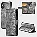 Produktbild iPhone X Hülle,Leweiany iPhone X Handyhülle Echt Leder Geldbörse Flip Folio Bookstyle Hülle Ledertasche Abnehmbare Magnetische Lederhülle Standfunktion Handytasche Vintage Serie Krokodil Muster PU Leder Cover mit Kredit Karten Fach Geldklammer Premium Leder Handy Schutzhülle Klapphülle Silber Schwarz Standhülle Cover Schlanke Leder Wallet Tasche Flip Brieftasche Etui Schale Hülle für Apple iPhone X 5,8 Zoll