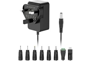 JOMIDAN 12V 2A 24W Power Supply for Router, LED Driver, CCTV Camera, Speakers, Router, CCTV Security System, BT Speaker, Universal Driver and More 1000mA 600mA 800mA Power Supply Cable Adapter with 8 Tips