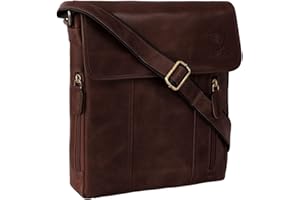 J. Wilson London 100% Pure Genuine Real Vintage Hunter Leather Handmade Mens Women Leather Flapover Everyday Crossover Shoulder Work iPad Messenger Bag
