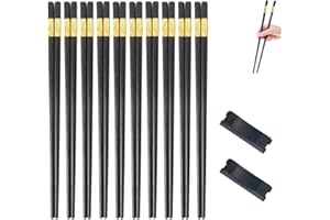 ANCUIOYZ 10 Paires De Baguettes Chinoises En Alliage, Baguettes Japonaises, Baguettes En Fibre De Verre, Baguettes Antidérapantes Réutilisables, Baguettes De Restaurant, 2 Supports De Baguettes