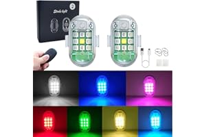 MINSEZHI Lumière stroboscopique LED sans Fil Haute luminosité,lumières vol Drone 7 Couleurs,lumières Drone stroboscopiques LED,pour Drone télécommandé,Moto,Voiture,vélo (2 pièces)