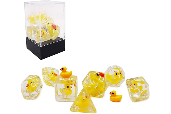 Bescon YellowDuck RPG Dice Set of 7, Novelty Yellow Duck Polyhedral Game Dice Set