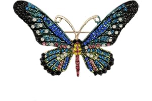 MNSYD Papillon Broche Cristal et Strass Bijoux de Femmes pour Le Mariage Broche Papillon rétro Broche en Strass Corsage écharpe châle vêtements Accessoires pour Femmes Adolescentes,Bleu