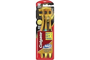 Colgate Szczoteczka do zębów 360 Extra Soft Gold Charcoal szczoteczka do zębów opakowanie 3 szt