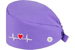 HINGTAT Cuffia da infermiera Turbante Copertura per capelli regolabile Unisex Medico Cap con fascia per il sudore ECG Ricamo Stampa Baotou Cap Asciugamano per operatore di bellezza Forniture per la