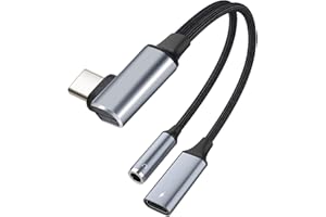 AXFEE Gniazdo USB C na 3,5 mm, adapter słuchawkowy 2 w 1 typu C i ładowarka, Aux Digital Audio adapter do słuchawek, adapter Hi-Res DAC kompatybilny z Samsung Galaxy S22 S21 S20 Ultra Note 20, Huawei