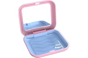 BVN Porta Apparecchio Denti, Porta Dentiera con Specchio, Scatola per Protesi Dentale, Custodia Ortodontica, Custodia per Apparecchio Dentale, Scatola di Immagazzinaggio, Custodia per Paradenti, Rosa