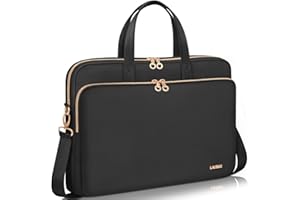Lausiax Laptop Bag Case 15.6 16 inch for Women Men Laptop Sleeve Briefcase Compatible with HP Envy Pavilion, Dell XPS Inspiron, ASUS VivoBook, Acer, Surface, Messenger Shoulder Bag with Handle, Black
