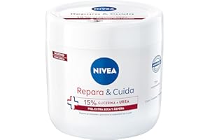 NIVEA Repara & Cuida Crema hidratante corporal, facial y para manos (1 x 400 ml), crema hidratante con glicerina y urea, 72 h de hidratación para piel extra seca y áspera