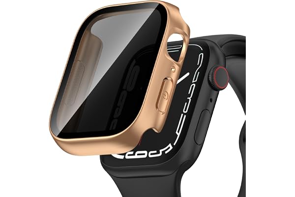Kawoco Fodral för Apple Watch Series 10 46 mm skyddsfodral, anti-spy, hård PC, vattentätt skyddande skal, integritet, härdat glas, skärmskydd för iWatch 46 mm