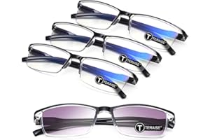 TERAISE 4PCS Gafas de lectura anti luz azul, ligeras y cómodas gafas de lectura para hombres y mujeres, Lectores luz azul para computadora/teléfono incluido estuche para gafas