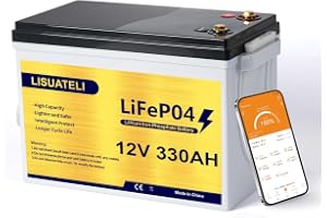 Mini 12 V 330 Ah LiFePO4-batteri, djupcykel litiumbatteri med Bluetooth 200 A BMS för solar, husbilar, marin och nätoberoende tillämpningar